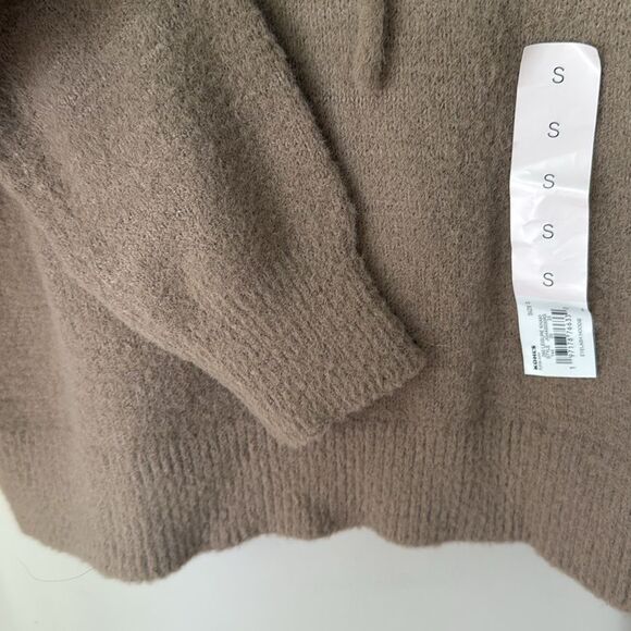 SO Ribbed Khaki Brown Knit Cozy Fuzzy Pullover Hoodie - Picture 7 of 7